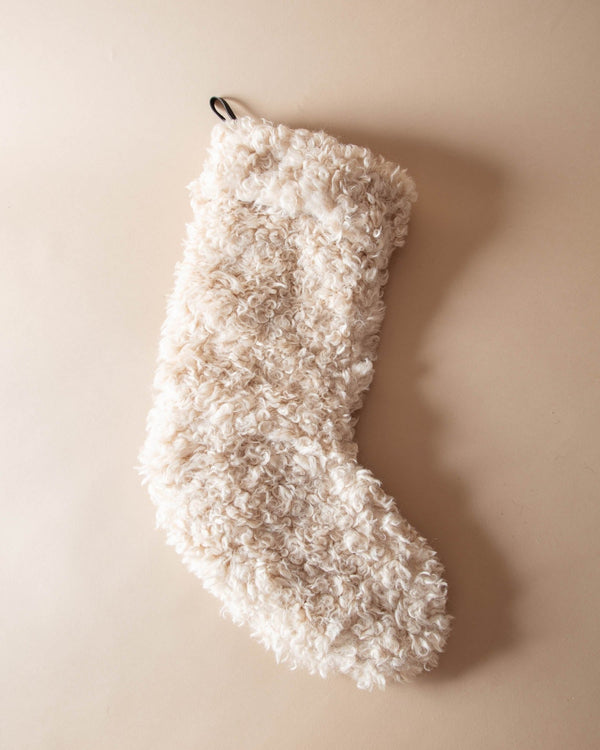 Oat Curly Sherpa Stocking - Lone Fox