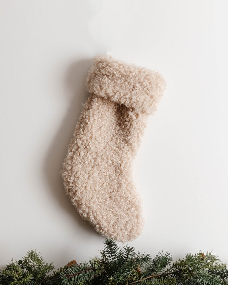 Oat Curly Sherpa Stocking - Lone Fox