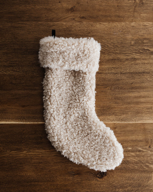 Oat Curly Sherpa Stocking - Lone Fox