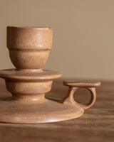 Ochre Stoneware Chamberstick Candleholder, France, 1970s - Lone Fox