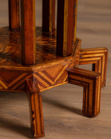 Octagonal Folk Art Parquetry Center Table w/ 8 Legs, 1880's - Lone Fox