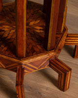 Octagonal Folk Art Parquetry Center Table w/ 8 Legs, 1880's - Lone Fox