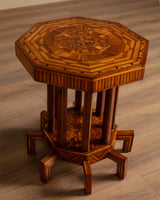 Octagonal Folk Art Parquetry Center Table w/ 8 Legs, 1880's - Lone Fox