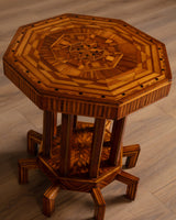 Octagonal Folk Art Parquetry Center Table w/ 8 Legs, 1880's - Lone Fox