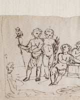 Old Master Cherub Sketch with Silk Mat, Circa 1650–1700 - Lone Fox