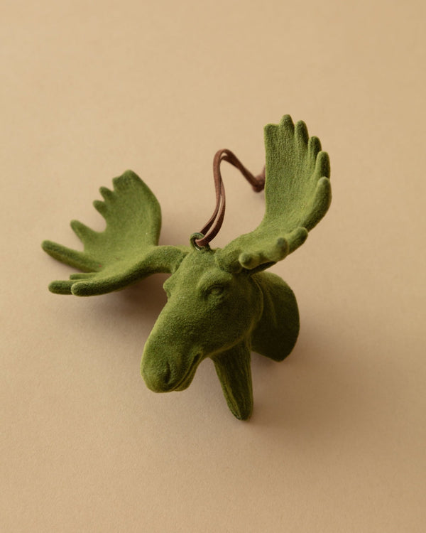 Olive Flocked Deer & Moose Ornament (Set of 2) - Lone Fox