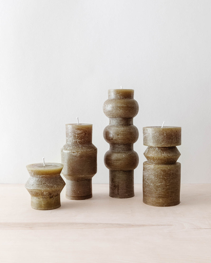 Olive Totem Pillar Candles - Lone Fox