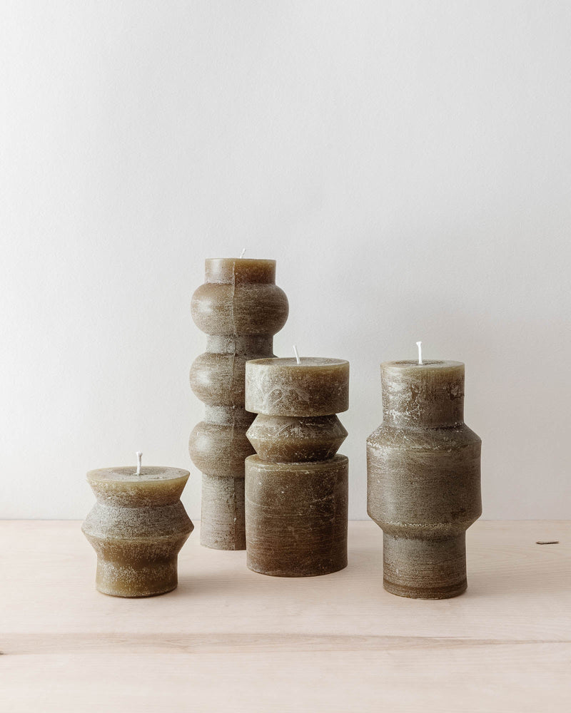 Olive Totem Pillar Candles - Lone Fox