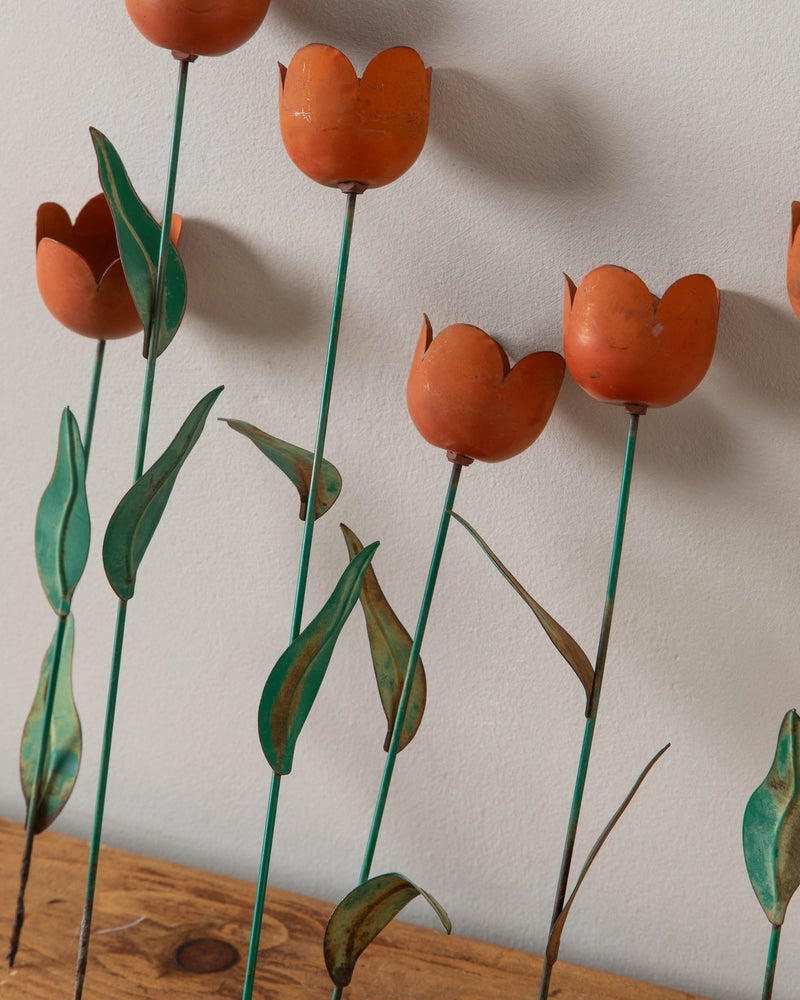 Orange Painted Toleware Tulips (Set of 7) - Lone Fox