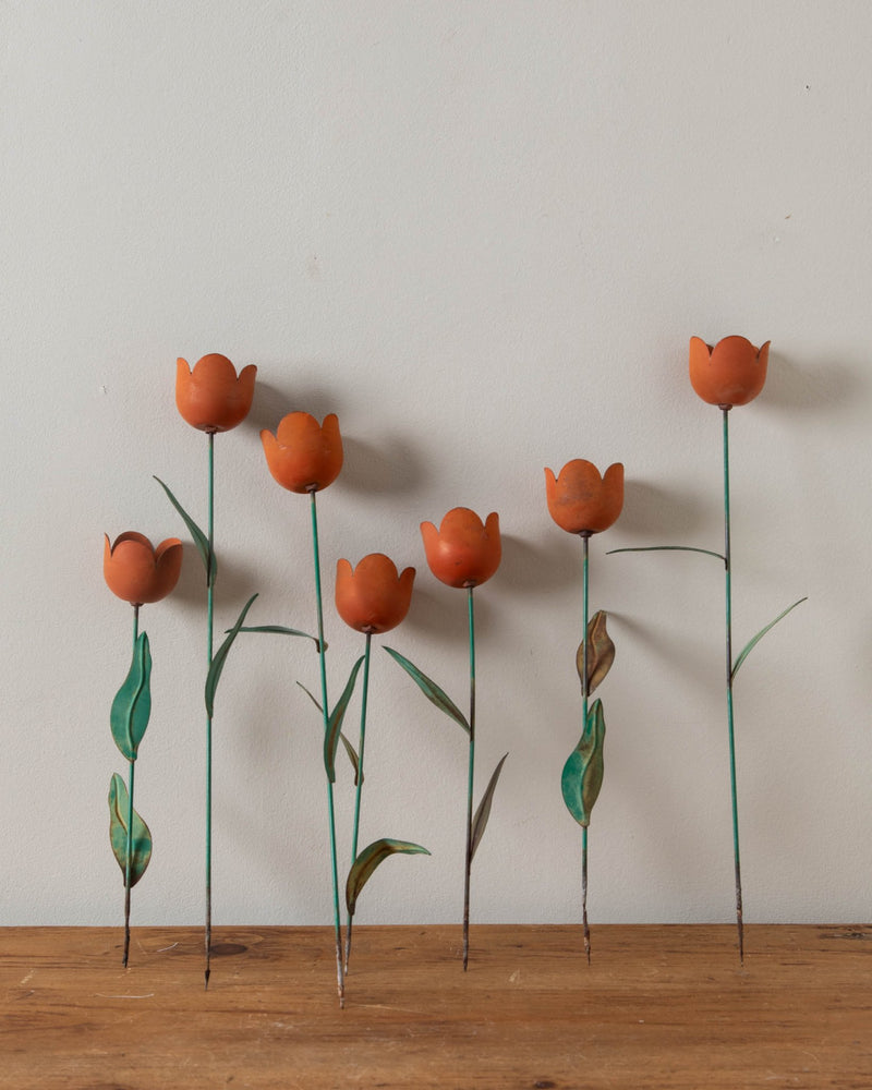 Orange Painted Toleware Tulips (Set of 7) - Lone Fox