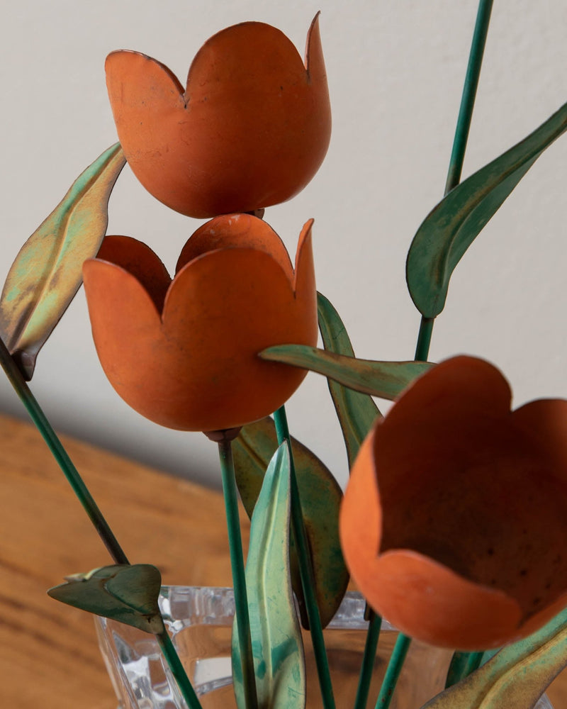 Orange Painted Toleware Tulips (Set of 7) - Lone Fox