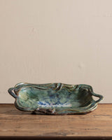 Organic Footed Studio Pottery Tray, Signed - Lone Fox