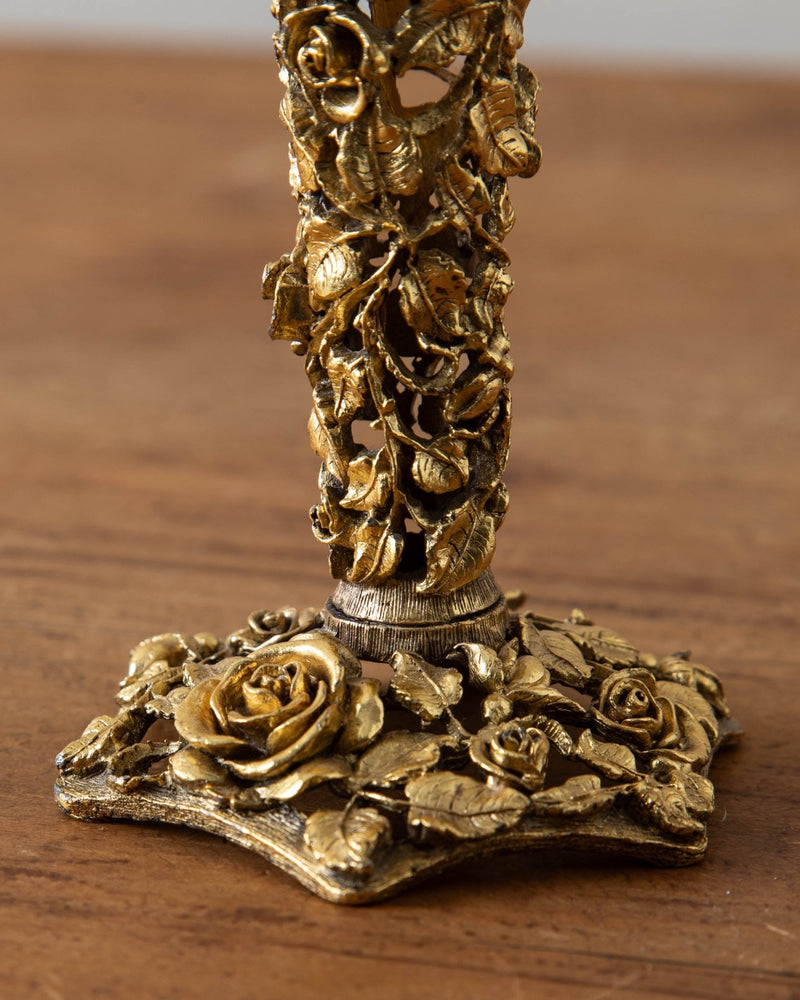 Ornate Gold Matson Rose Candle Holder - Lone Fox