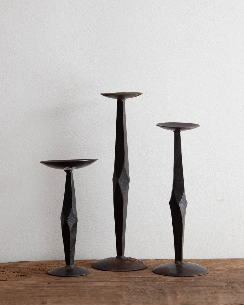 Otto Hand Forged Iron Candle Stands (Set of 3) - Lone Fox