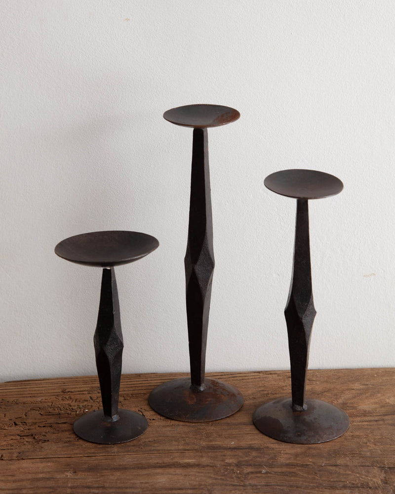 Otto Hand Forged Iron Candle Stands (Set of 3) - Lone Fox