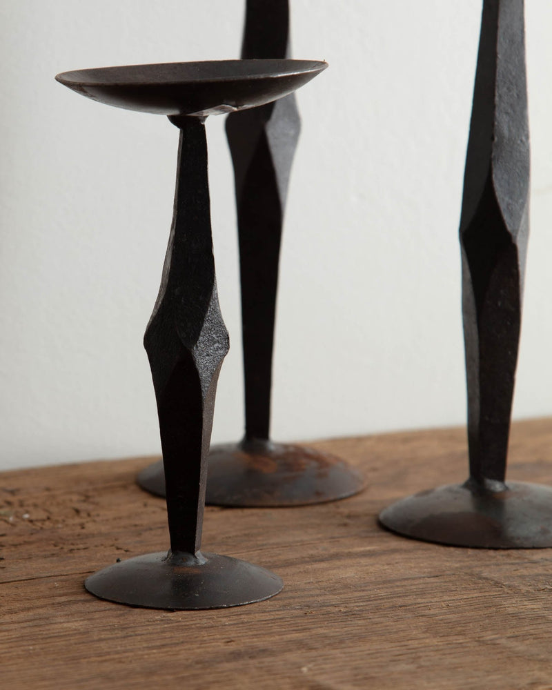 Otto Hand Forged Iron Candle Stands (Set of 3) - Lone Fox