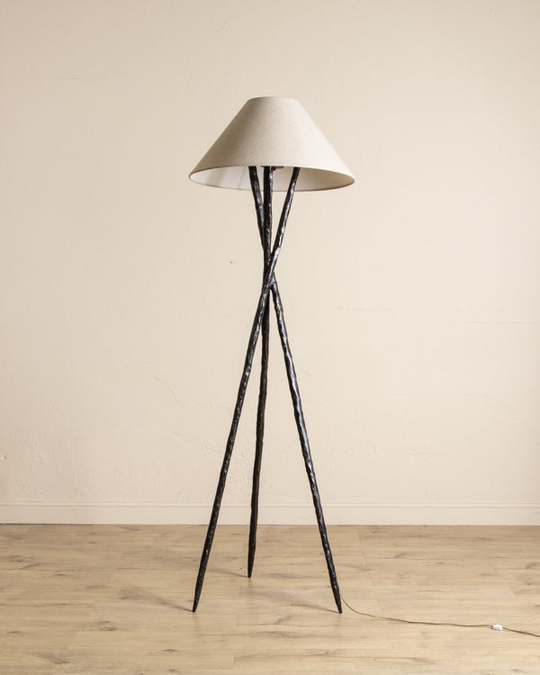 Oversized Hammered Metal Tripod Floor Lamp, 1970's - Lone Fox