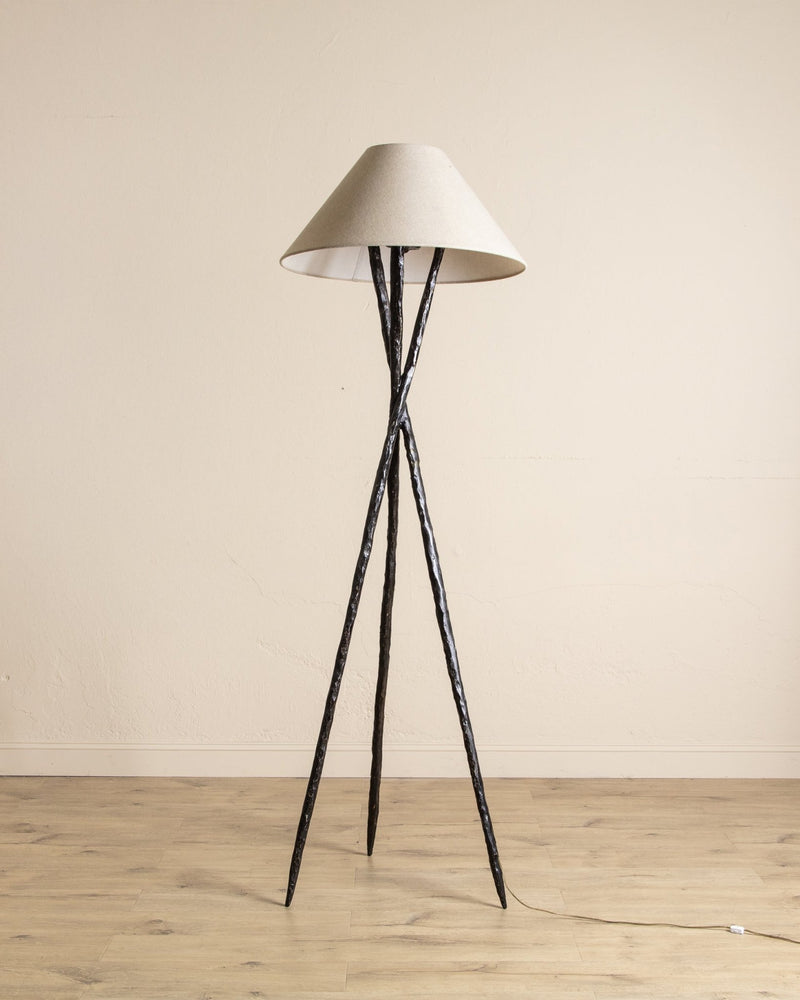 Oversized Hammered Metal Tripod Floor Lamp, 1970's - Lone Fox