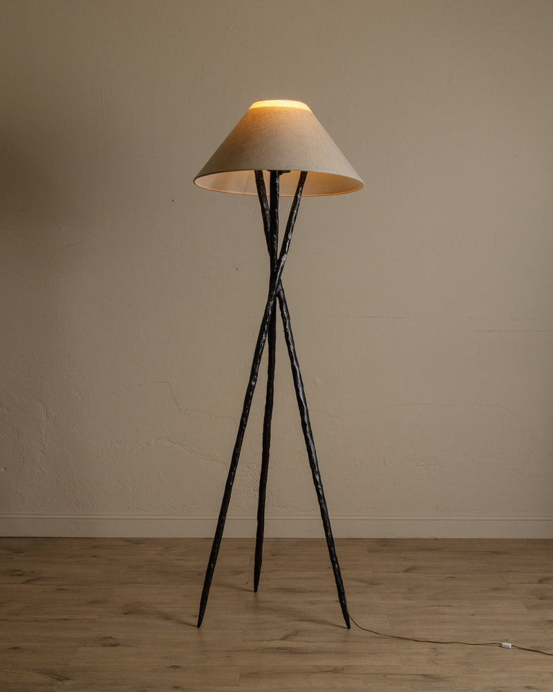 Oversized Hammered Metal Tripod Floor Lamp, 1970's - Lone Fox