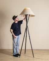 Oversized Hammered Metal Tripod Floor Lamp, 1970's - Lone Fox