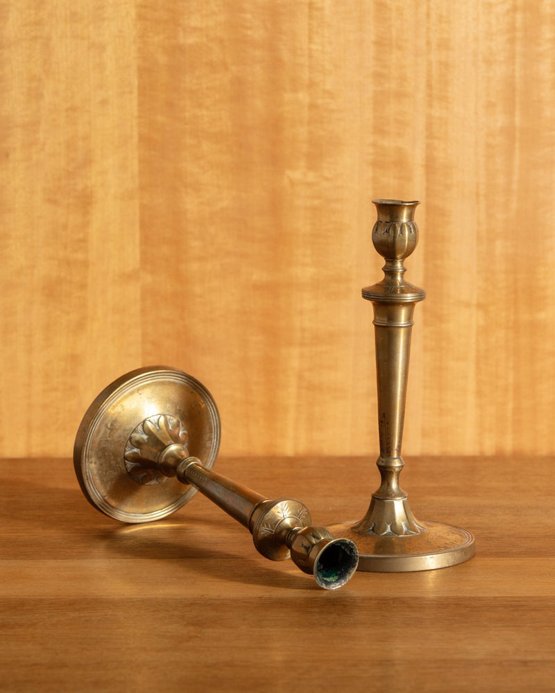 Paid of 19th Century Brass Candleholders, France, 1850's - Lone Fox
