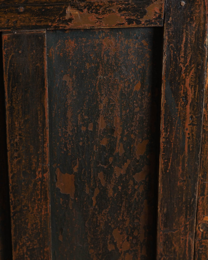 Painted Coat Cupboard with Zig - Zag Edge from Mexico, 1940's - Lone Fox