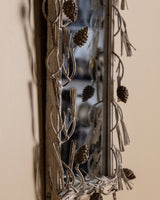 Painted Tole Pine Branch and Pinecone Mirror, France, Mid 20th Century - Lone Fox