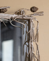 Painted Tole Pine Branch and Pinecone Mirror, France, Mid 20th Century - Lone Fox