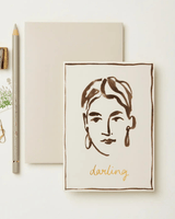 Painterly Portrait "Darling" Card - Lone Fox