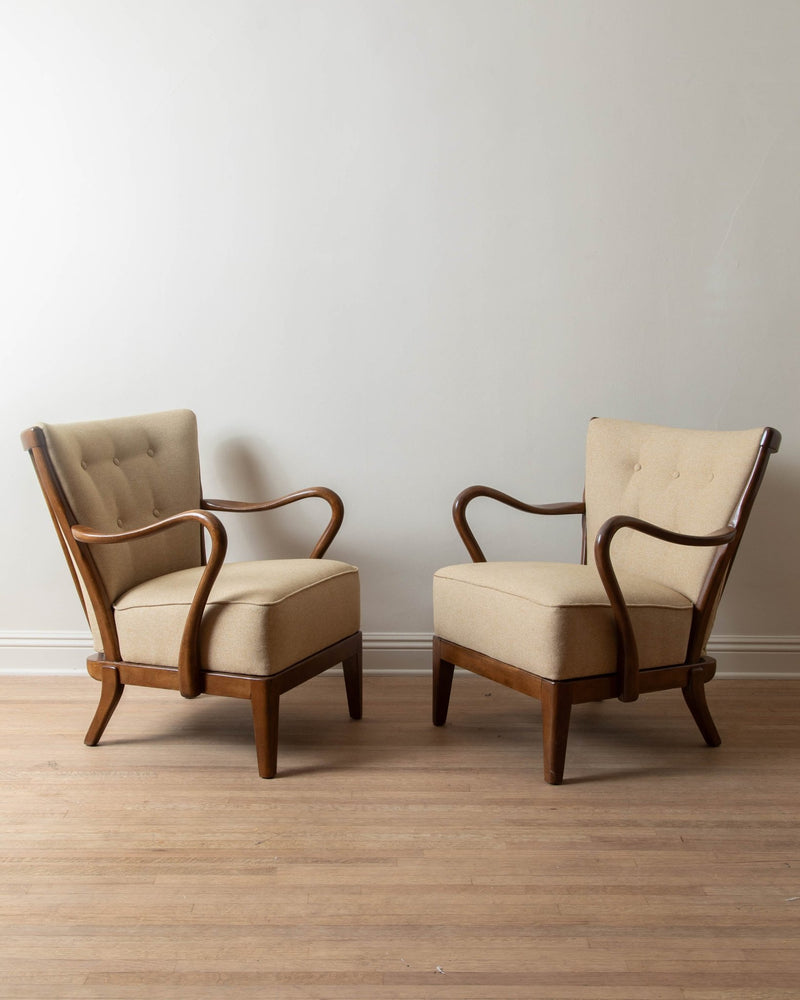 Pair of 1940's Spindle Back Easy Chairs by Alfred Christensen - Lone Fox