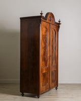 Pair of 19th Century Olive Burlwood & Mahogany Armoires w/ Fruit Carvings - Lone Fox