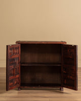 Pair of 19th Century Spanish Baroque Carved Pine Cabinets w/ Iron Fastenings, Spain - Lone Fox