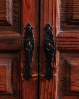 Pair of 19th Century Spanish Baroque Carved Pine Cabinets w/ Iron Fastenings, Spain - Lone Fox