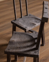 Pair of Aged Wood Chairs - Lone Fox