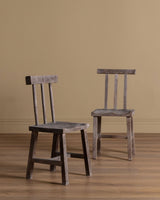 Pair of Aged Wood Chairs - Lone Fox