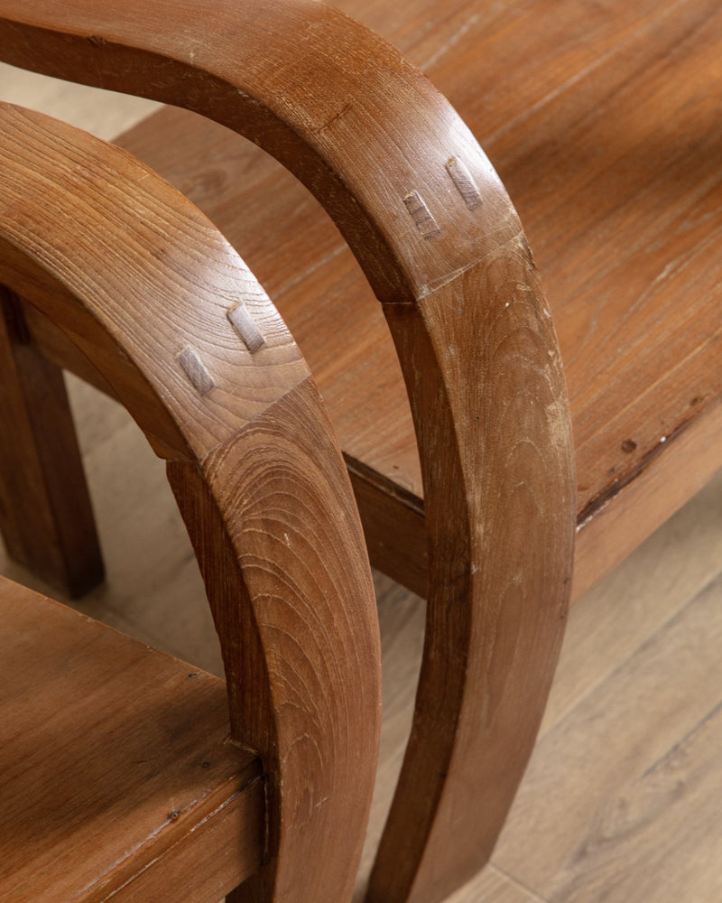 Pair of Art Deco Low Bentwood Elm Armchairs, Sweden, 1940's - Lone Fox