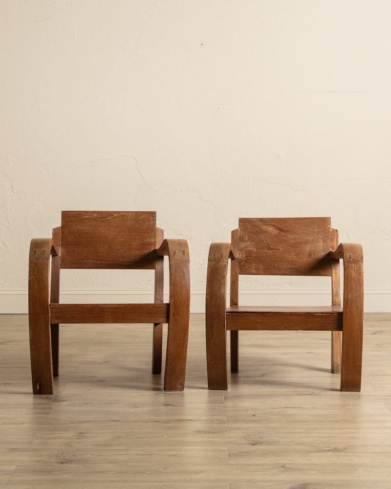 Pair of Art Deco Low Bentwood Elm Armchairs, Sweden, 1940's - Lone Fox