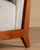 Pair of Art Deco Oak Lounge Chair in Sage Mohair, France, 1940s - Lone Fox