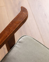 Pair of Art Deco Oak Lounge Chair in Sage Mohair, France, 1940s - Lone Fox
