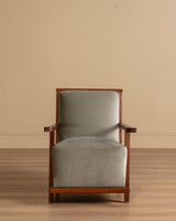 Pair of Art Deco Oak Lounge Chair in Sage Mohair, France, 1940s - Lone Fox
