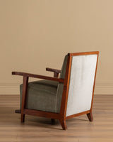 Pair of Art Deco Oak Lounge Chair in Sage Mohair, France, 1940s - Lone Fox