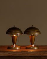 Pair of Art Deco Pivoting Dome Table Lamps, Italy, 1930s - Lone Fox