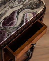 Pair of Art Deco Wood & Marble Fluted Nightstands, France, 1940's - Lone Fox