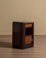 Pair of Art Deco Wood & Marble Fluted Nightstands, France, 1940's - Lone Fox