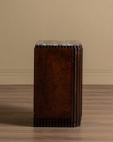 Pair of Art Deco Wood & Marble Fluted Nightstands, France, 1940's - Lone Fox