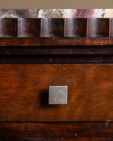 Pair of Art Deco Wood & Marble Fluted Nightstands, France, 1940's - Lone Fox