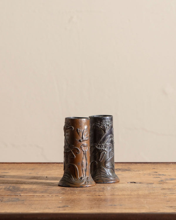 Pair of Art Nuevo Copper Taper Holders, 1930's - Lone Fox