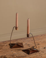 Pair of Arts & Crafts Copper Taper Holders, 1930's - Lone Fox