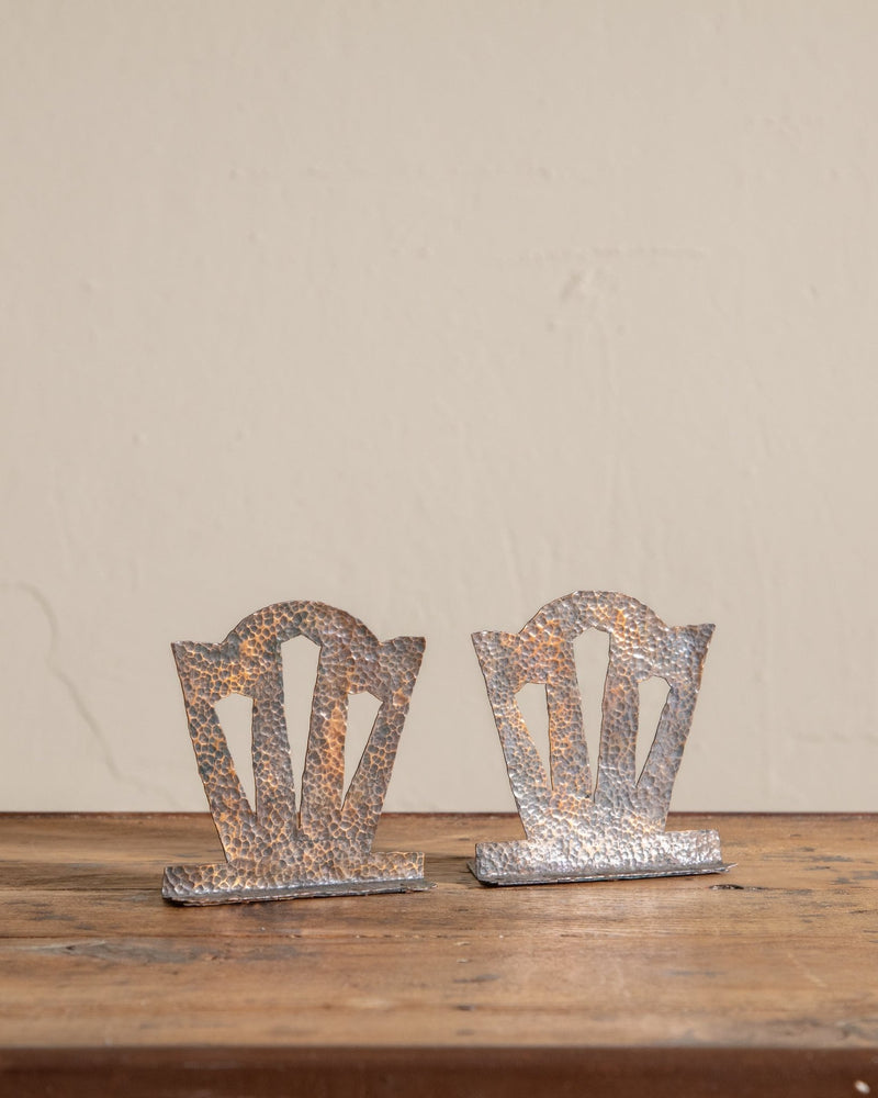 Pair of Arts & Crafts Hammered Copper Bookends, 1920's - Lone Fox