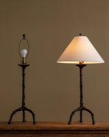 Pair of Bamboo Plaster Tripod Table Lamps, 1970's - Lone Fox